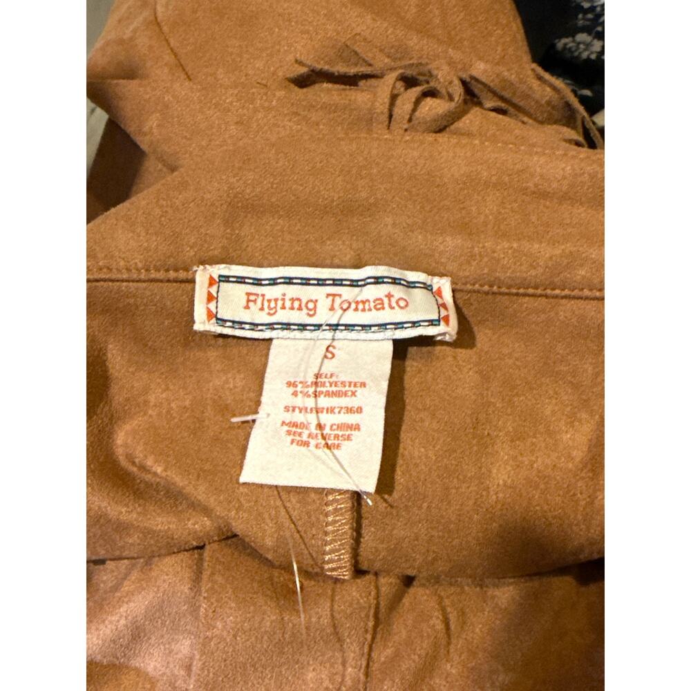 Flying Tomato Unique Vintage Brown Faux Suede Western Fringe Mini Skirt S NWOT - Picture 3 of 3